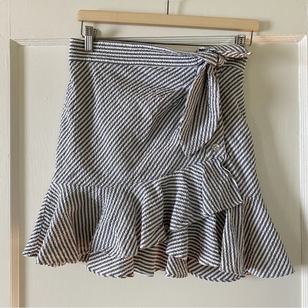 VERONICA BEARD Kaia Seersucker Ruffle Skirt size 0